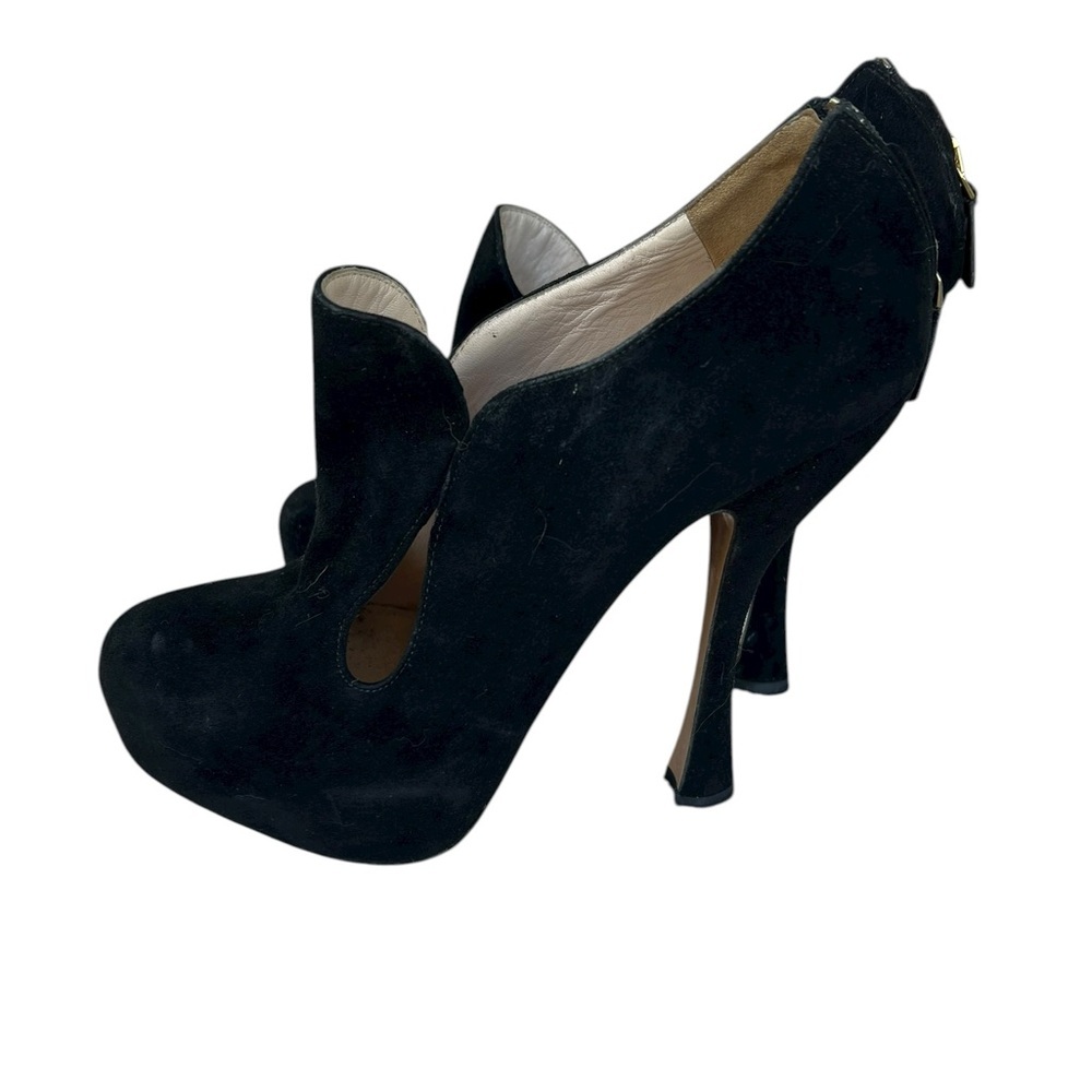 Prada Black Suede Sculpted Heels